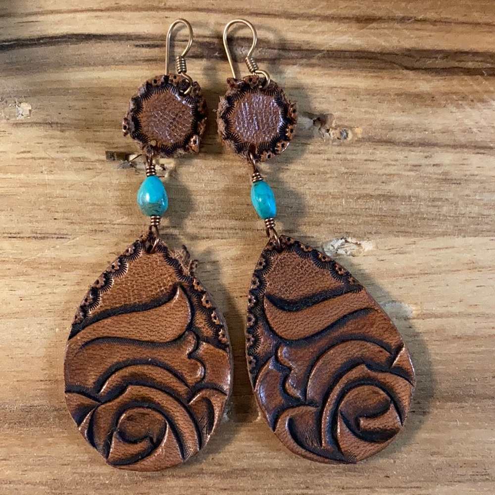 Tooled Leather Earrings